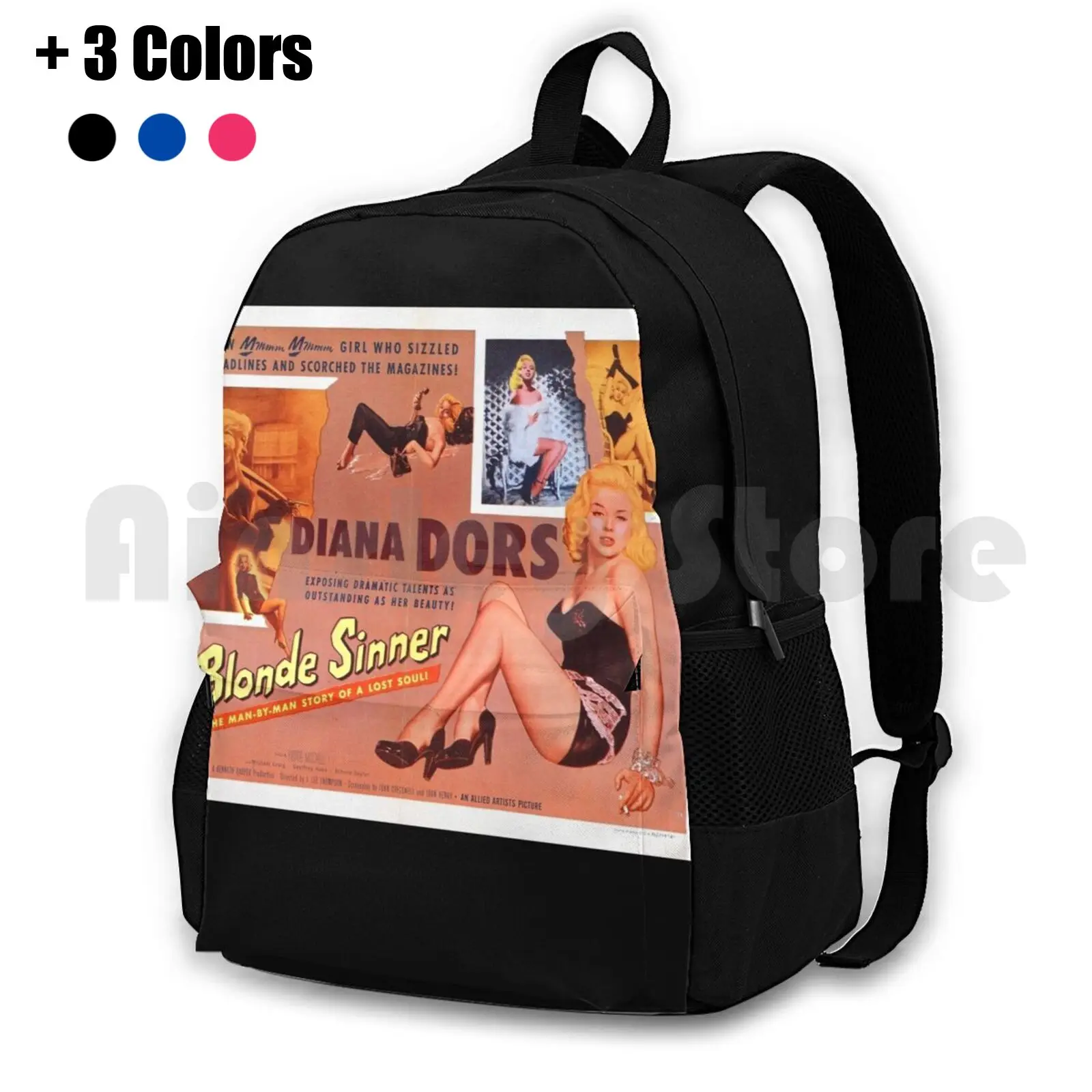 Vintage Movie-Blonde Sinner Outdoor Hiking Backpack Waterproof Camping Travel Vintage Movie Old Movie Retro B Movies Vintage