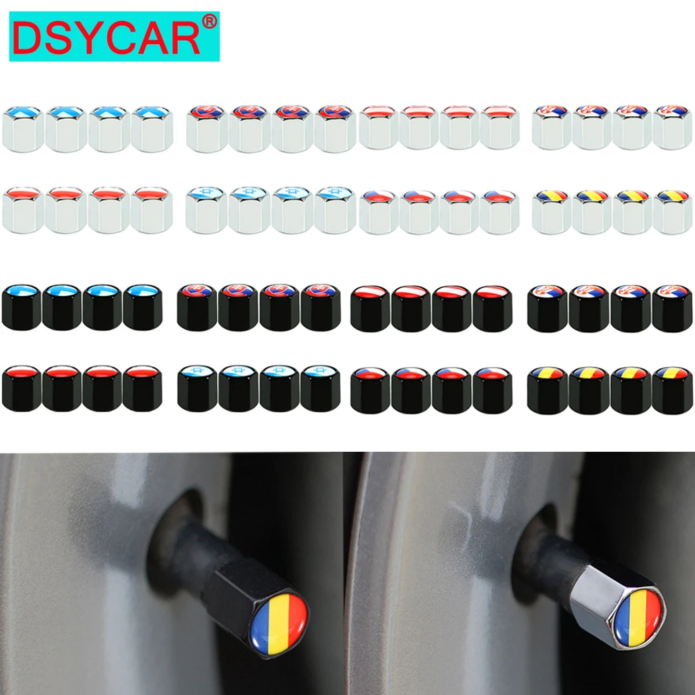 

DSYCAR National Flag Pattern Style Tire Valve Dust Caps Dustproof Tire Cap Valve Stem Caps for Cars, 4 Pcs/Set