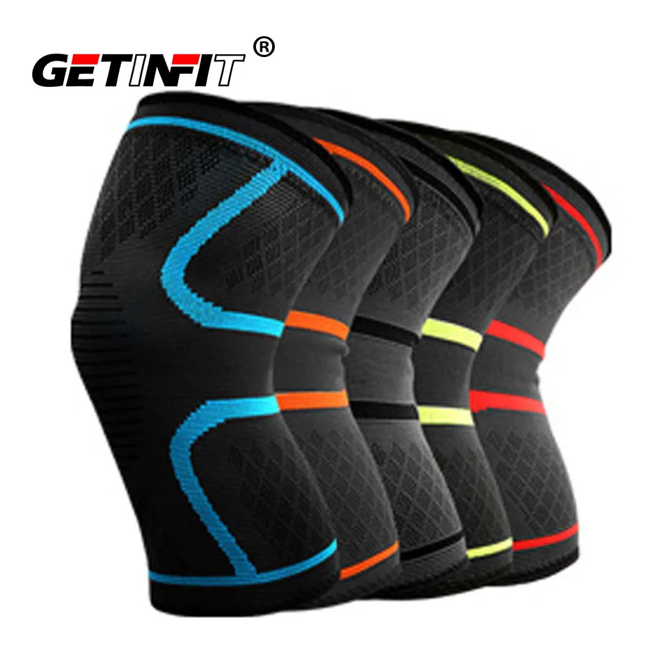 

Getinfit Pair Elastic Knee Pads Nylon Sports Fitness Kneepad Protective Gear Patella Brace Support Running Basketball Volleyball