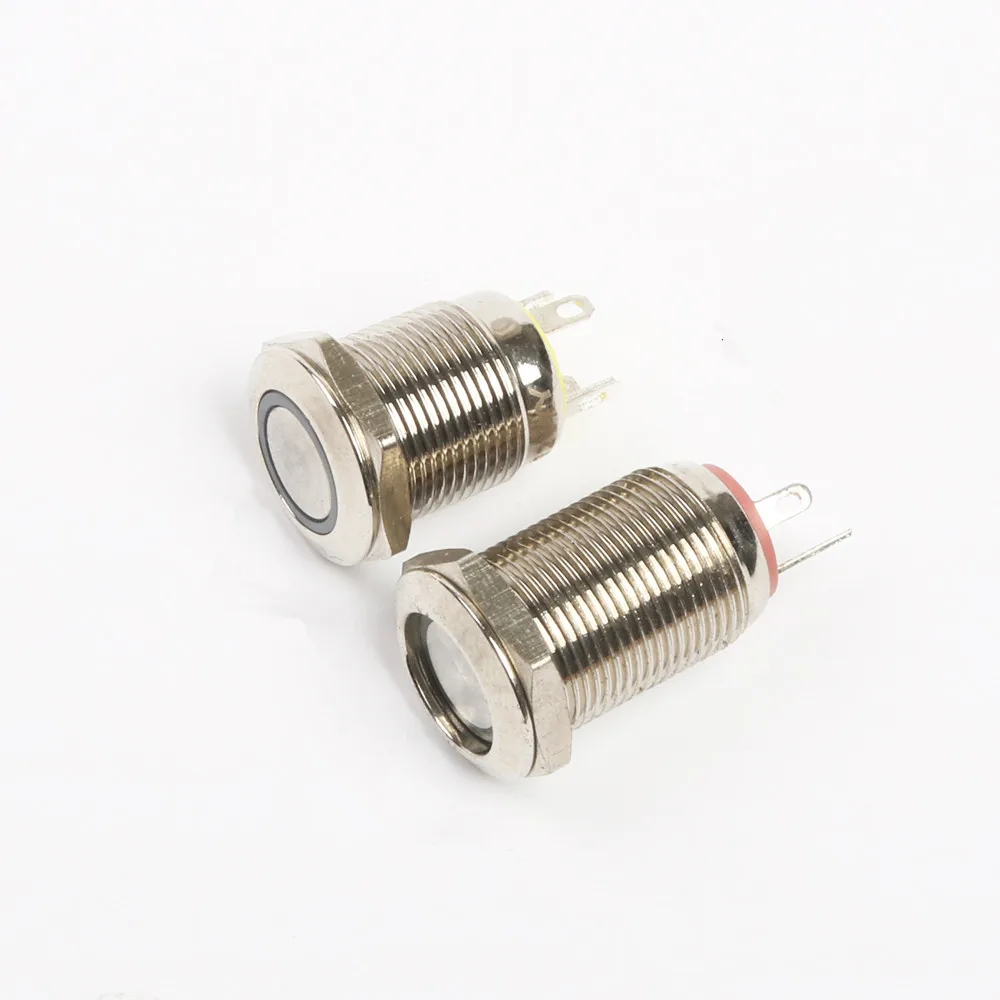 12mm LED 3V 5 6V 12 24V 110 220V Metal Button Switch latching/Momentary push button waterproof illuminated brass self-lock