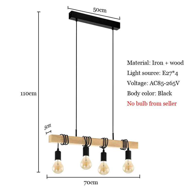 Creative Personality Simple Wood Chandelier Light Fixture Nordic Dining Room Pendant Lamp Adsjutable Diy Headlight Bar Lighting