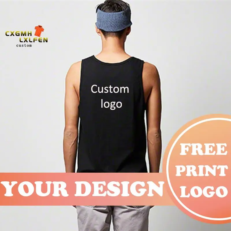 Logo custom 100% cotton quick-drying running vest training fitness vest gym men\'s sports suit sleeveless men\'s