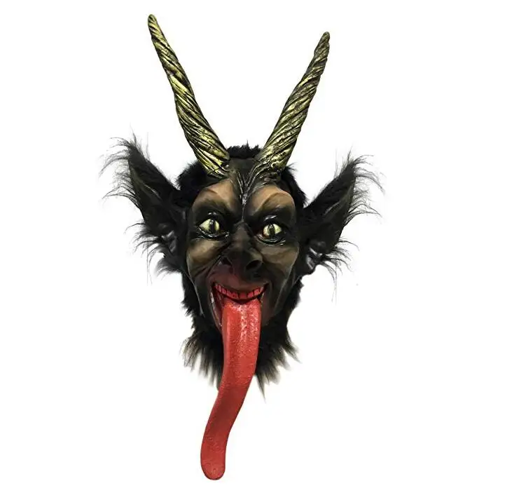 Christmas Krampus Mask Realistic Devil Demon Latex Mask Halloween Horror Costume Dress