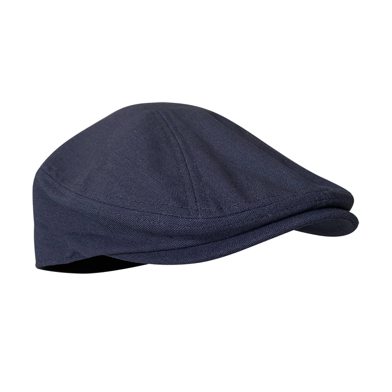 Spring And Summer Casual Men Flat Summer Linen Beret Hat Woman Dark Blue Dark Grey Breathable Cap Duckbill Driving Hats BLM240