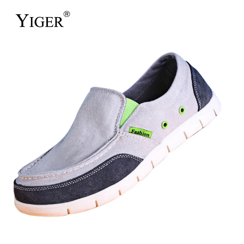 YIGER Men's casual canvas shoes man loafers big size Wide foot non-slip cloth shoes male slip-on Soft light leisure shoes 2023