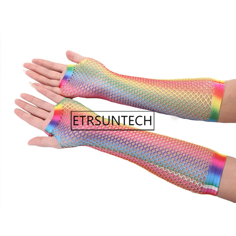 120pairs Women Mermaid Gloves Women Fishnet Gloves Colorful Retro Fingerless Mittens for 80s Party Supplies Costume Accessories