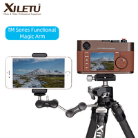 Tripod Magic Arm with Dual Ballhead 1/4'' Screw Universal Camera Video Monitor Mount Adapter for LED Light GPS Phone Monitor