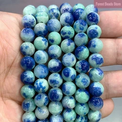 Green Blue Persian Jades Round Loose Spacer Beads Natural Stone Beads DIY Jewelry Making for Earrings Bracelets 15'' 6/8/10/12mm