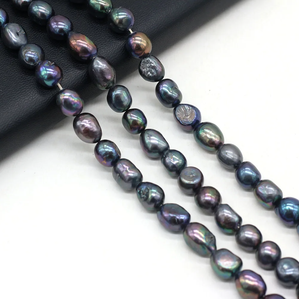 Irregular Shaped Natural Freshwater Pearls Black Straight Holes Two Sides of Glossy Beads 10-11mm Jewelry Making Necklace Bracel