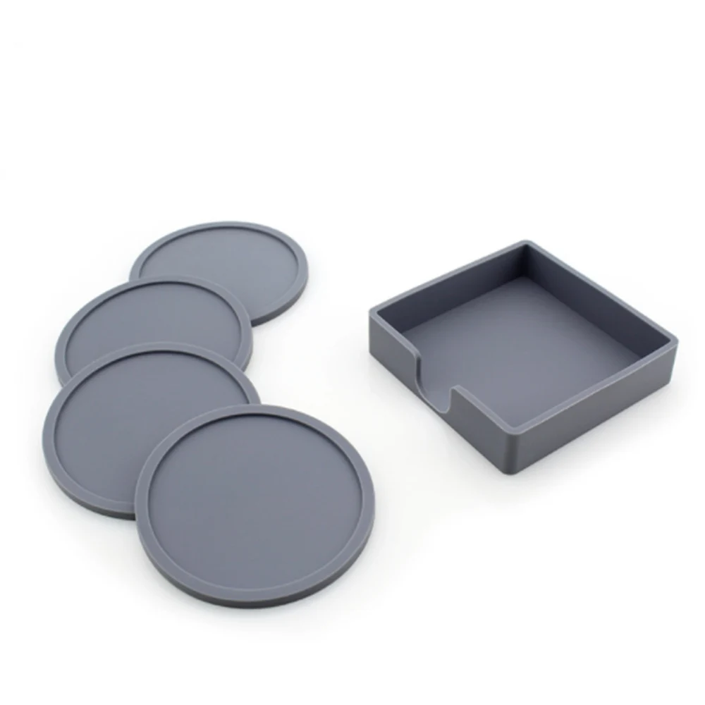 

4Pcs Non-slip Silicone Drinking Coaster Set Holder Cup Coaster Mat Set