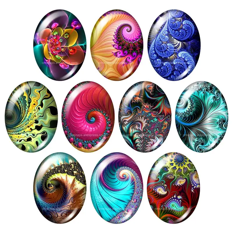 Colorful Rotating Patterns beauty Oval 13x18mm/18x25mm/30x40mm mixed photo glass cabochon demo flat back Jewelry findings