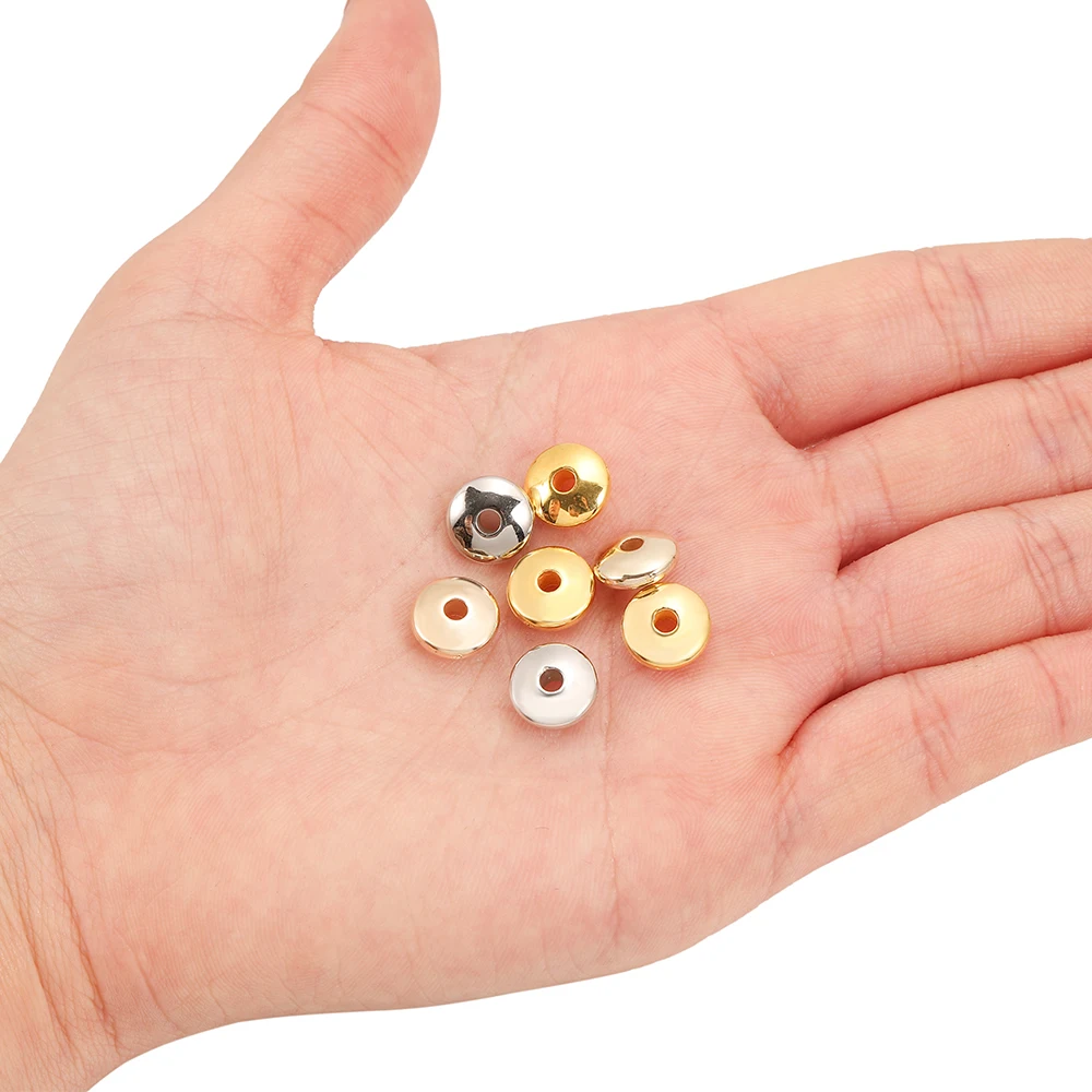 100pcs Rhodium Gold Color Flat Round Spacer CCB Plastic Bead Spacer Loose Charm Bead For DIY Jewelry Making Supplies Accessories image 3