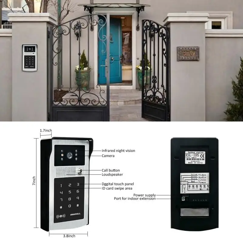 Wired 7 inch Video Door Phone Video Intercom Doorbell System 1 Monitor 1 Password RFID Camera system + Electric Magnetic Lock