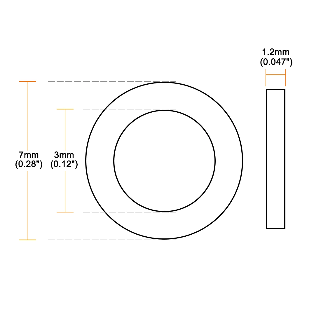 Uxcell Rubber Flat Washers, 3mm Inner Diameter 7mm OD 1.2mm Thick 50pcs