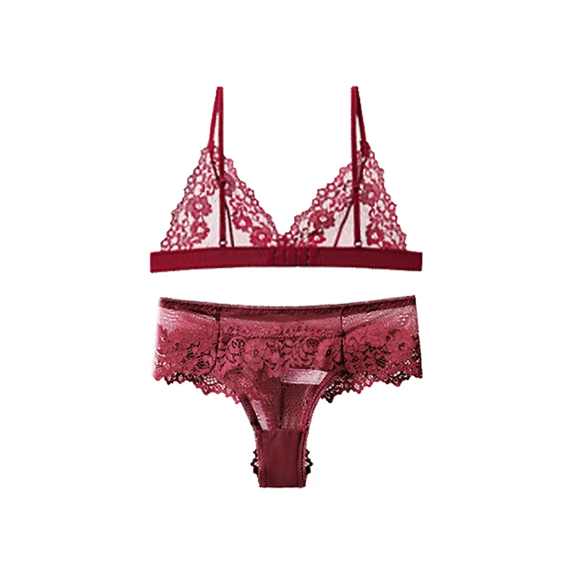 1 Set Women's Lingerie Sexy Lace Bra Thongs Set Woman Underwear Bralette Push Up Tube Tops Bras Panties Suit For Lady BANNIROU