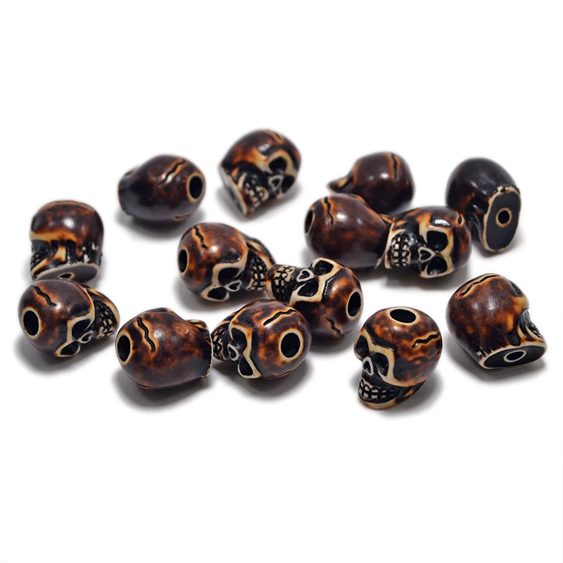 FZ002 Imitation bone beads Antique Skull Beads for Halloween Jewelry Resin skull beads are used in bracelet necklace making