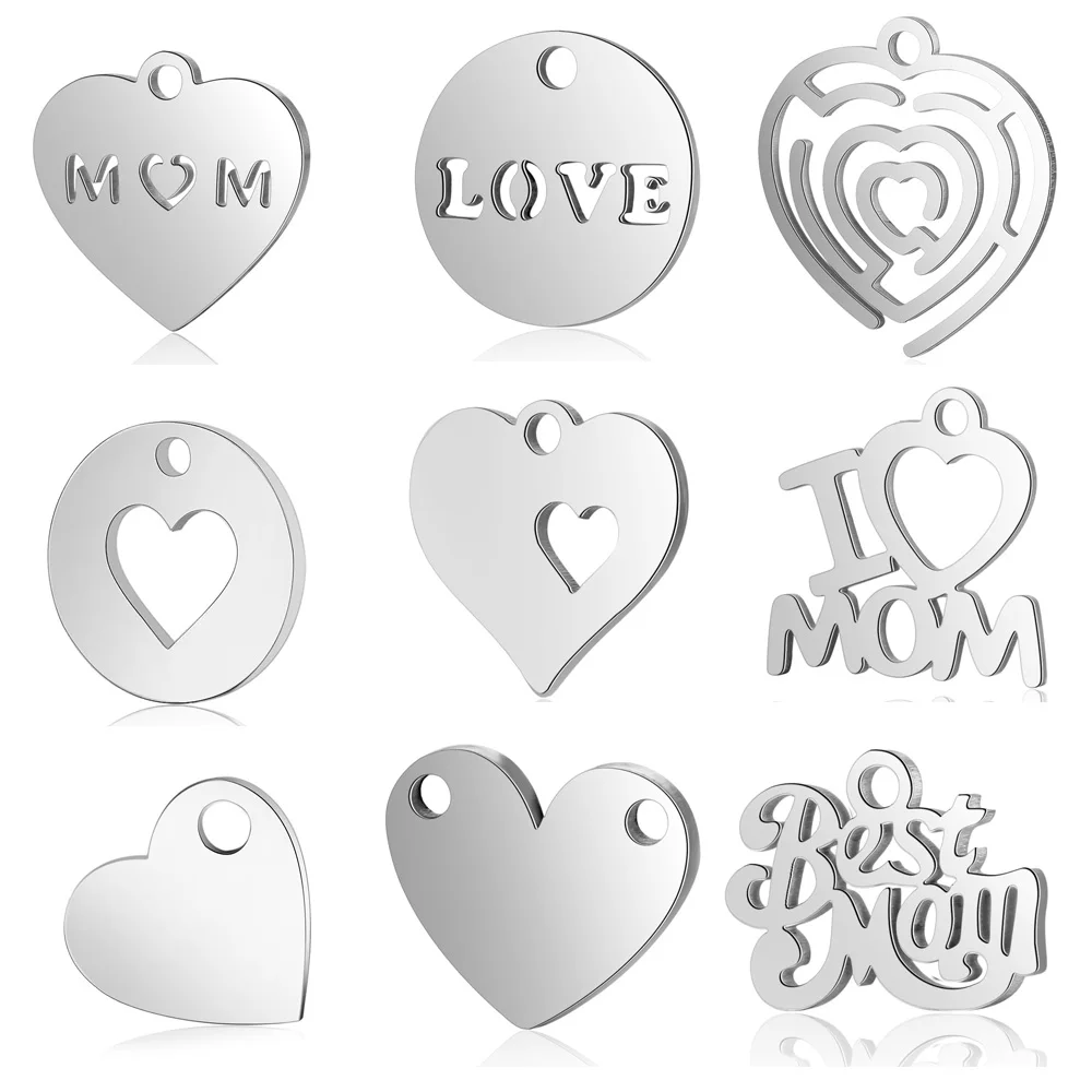 10 sztuk/partia miłość serce DIY Charms hurtownia 316 rodzina ze stali nierdzewnej najlepsza mama starsza siostra wisiorek serce zamek klucz złącze urok