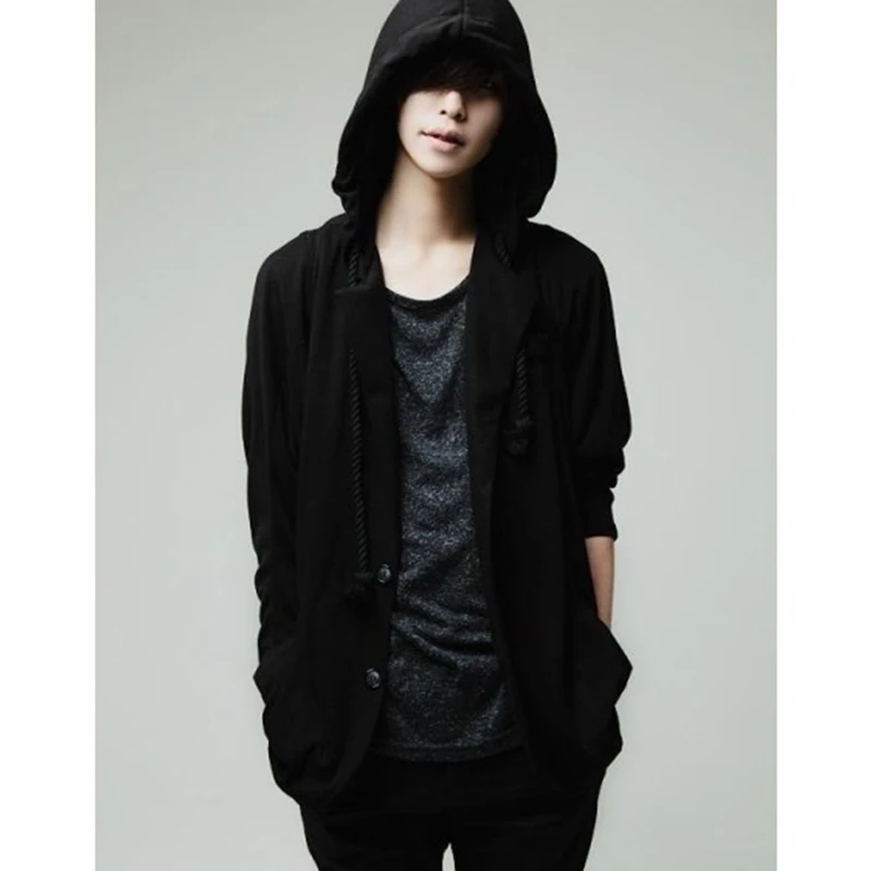 

Men's jacket spring autumn non-mainstream hooded cartridge jacket men's casual jacket bat sleeve large size Korean version