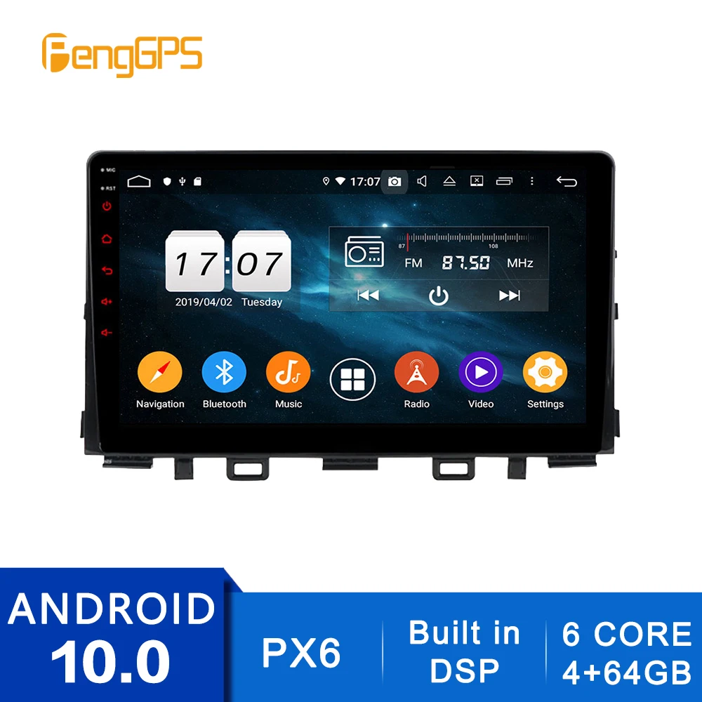 Android 10.0 DVD Player For Kia Rio 2017 2018 IPS Touchscreen Multimedia GPS Navigation Headunit Radio Carplay PX6 Bluetooth DSP