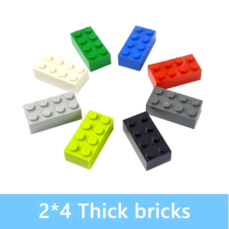 

50pcs DIY Building Blocks Figures Thick Bricks 2x4 Dots Educational Creative Size Compatible With 3001 Plastic Toys for Children