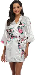 Fashion Satin Robe Female Bathrobe Sexy peignoir femme Silk Kimono Bride Dressing gown sleepwear Night Grow For Women