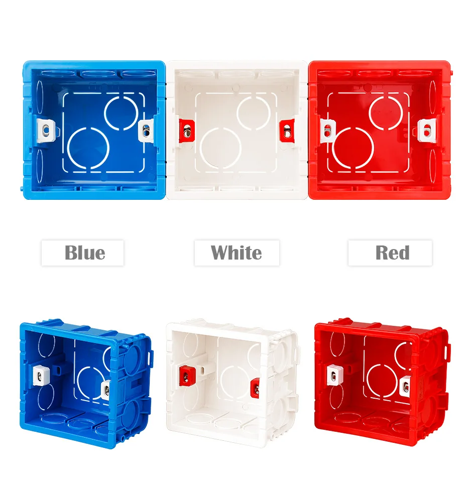 EsooLi caja de montaje ajustable, casete interno de 3 colores, 86mm x 83mm x 50mm para Interruptor táctil tipo 86 y caja trasera de cableado de