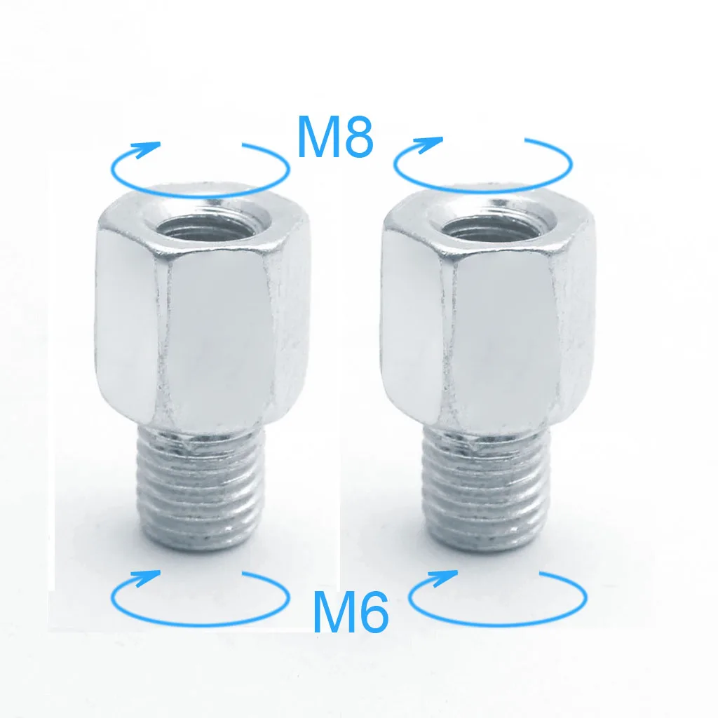 1 par (2 pces) adaptadores do espelho traseiro da motocicleta scooter m10 10mm m8 8mm a 6mm m6 macho fêmea mão direita rosca mudando parafuso