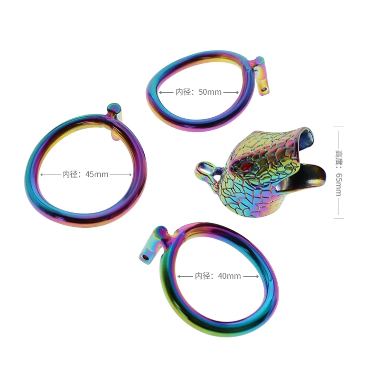 Rainbow Snake Cock cage Male Chastity Devices Stainless Steel Cock Cage  Metal Chastity Belt Penis Ring Sex Toys Cock Lock