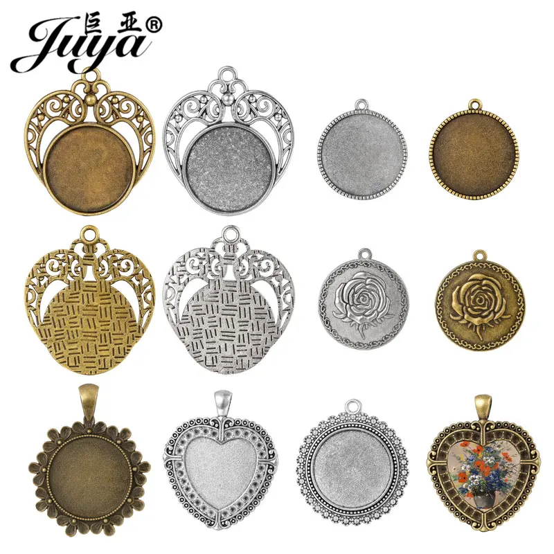 5 sztuk/partia Punk ustawienia wisiorek serce okrągły Cabochon baza pusta taca do tworzenia biżuterii Diy Handmade akcesoria rzemiosła żywicy