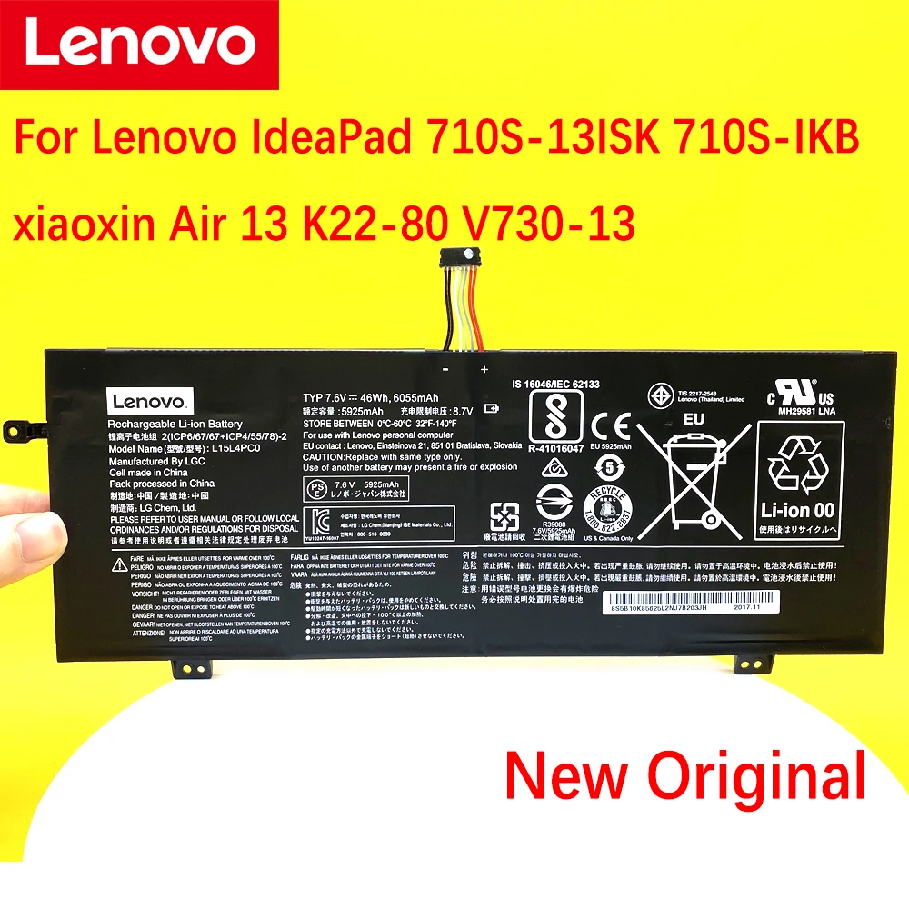 NEW for Lenovo IdeaPad 710S-13ISK/IKB Xiao Xin Air 13 Pro K22-80 V730-13 L15S4PC0 L15L4PC0 L15M4PC0 6135mAh Laptop Battery