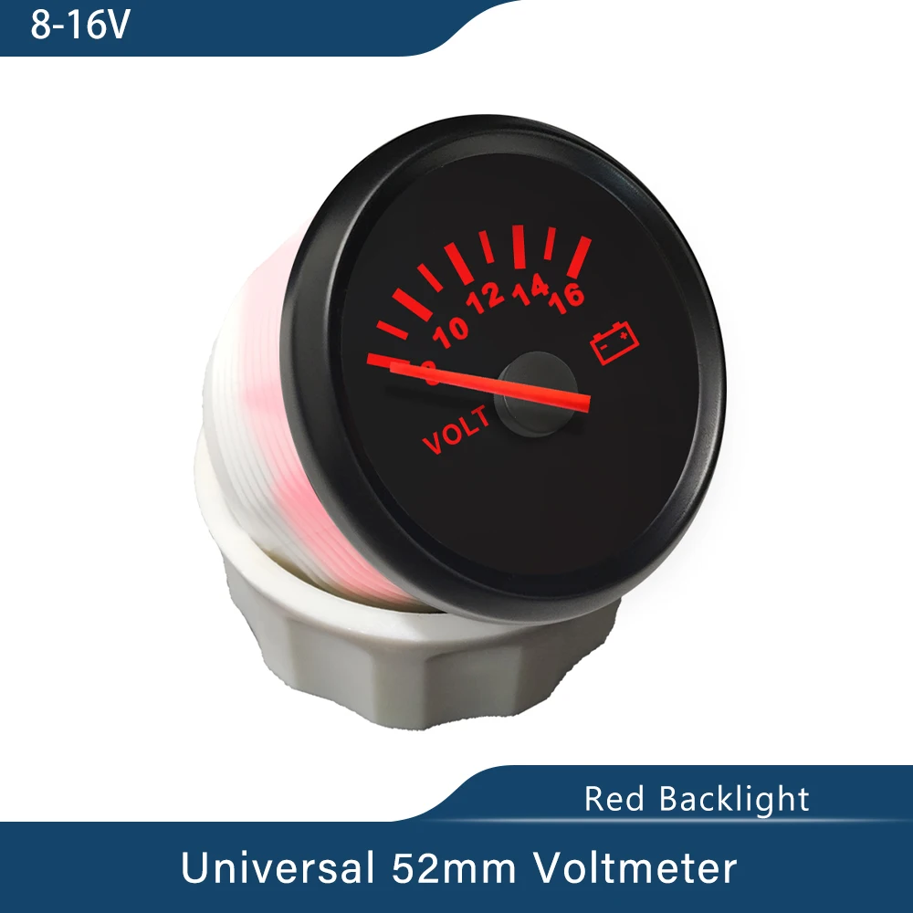 

ELING Motorcycle Car Yacht Universal Waterproof 52mm Voltmeter Volt Gauge Meter 8-16V 16-32V with Red Backlight