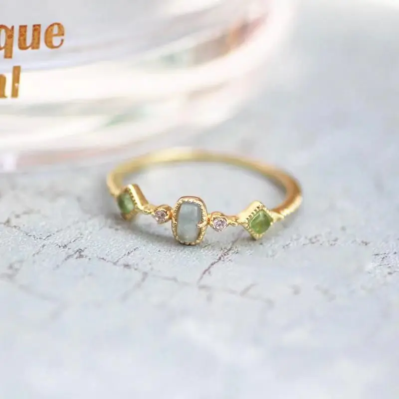 Inspired design silver inlaid crystal irregular adjustable ring personality retro exquisite light luxury ladies jewelry