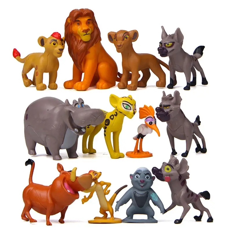 12 Pçs/set Anime Dos Desenhos Animados O Leão Guarda Rei Kion Simba PVC Figuras de Ação de Alta Qualidade Bunga Beshte Fuli Ono Estatuetas Boneca Brinquedos