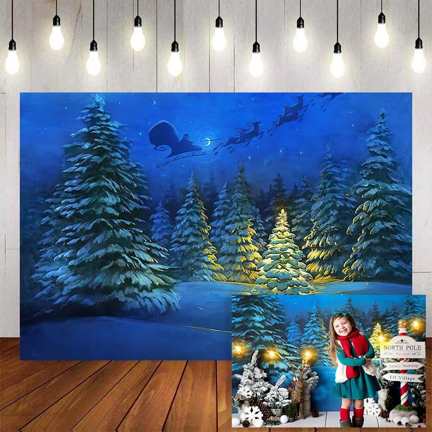 Mehofond Winter Wonderland Photography Background Snow Landscape Scene Forest Pine Tree Children Backdrop Photo Studio Photophon