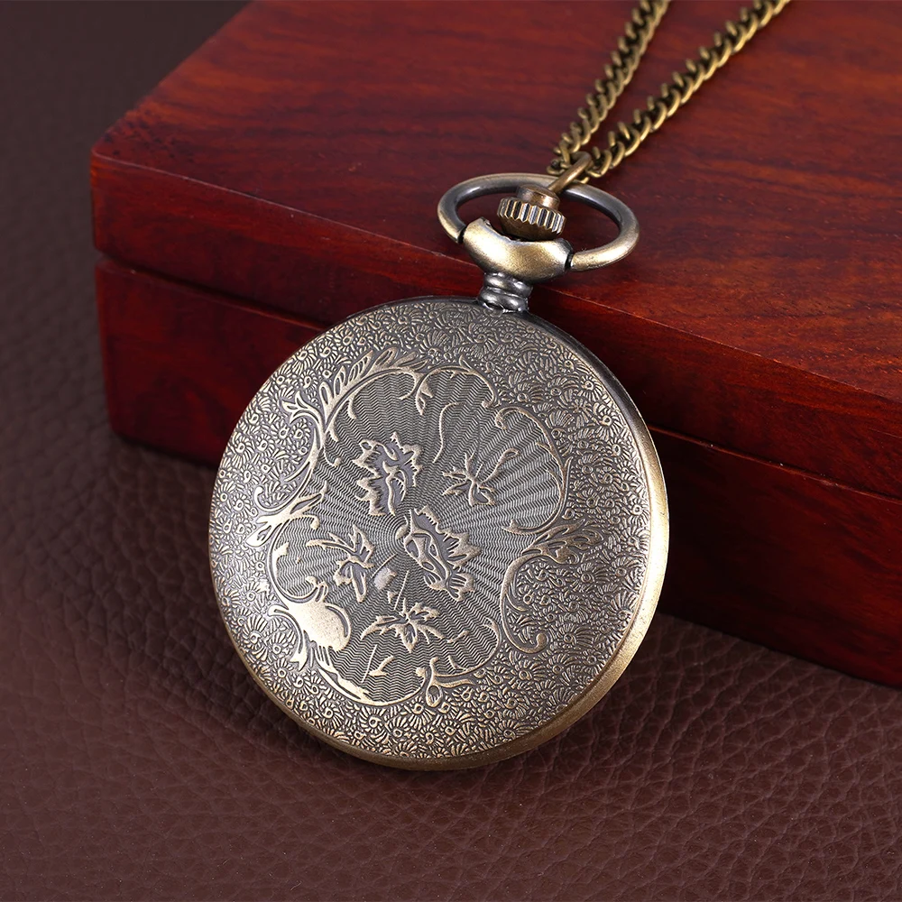 Necklace quartz square check large pocket watch flip quartz watch men and women retro pocket watch