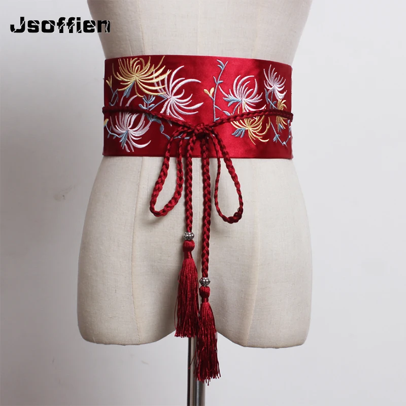 Asian Japanese Kimono Belt Vintage Woman Elastic Waist Cummerbunds Wide Belt Hanfu Waistband Harajuku Bandage Belt Dress Yukata