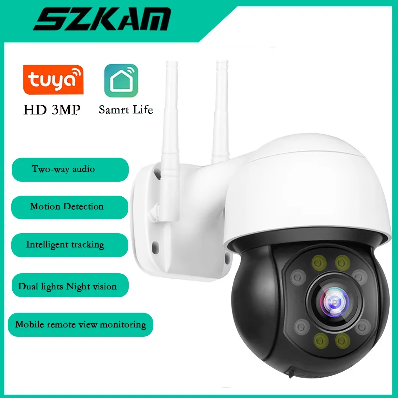 

Tuya 3MP HD IP Camera WIFI Outdoor Security PTZ Camera Smart Life APP Speed Dome Camera Motion Detection Video Surveillance CCTV