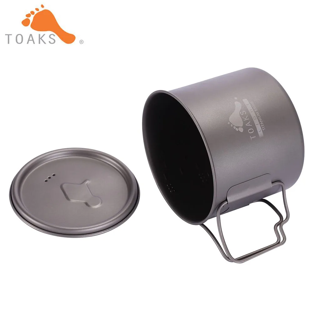 TOAKS Titanium Cup Coffee Tea Mug Ultralight For Outdoor Camping Tableware Foldable Handle 550ml 72g