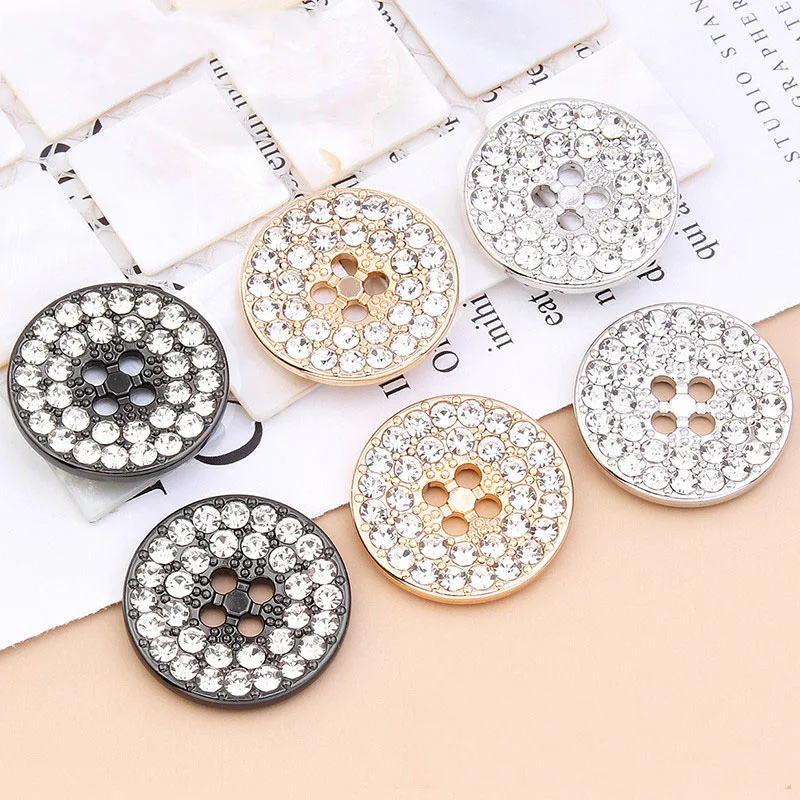 10pcs Metal Buttons Coat Suit Sweater Fashion Decoration High-end Diamond Rhinestone Button Accessories