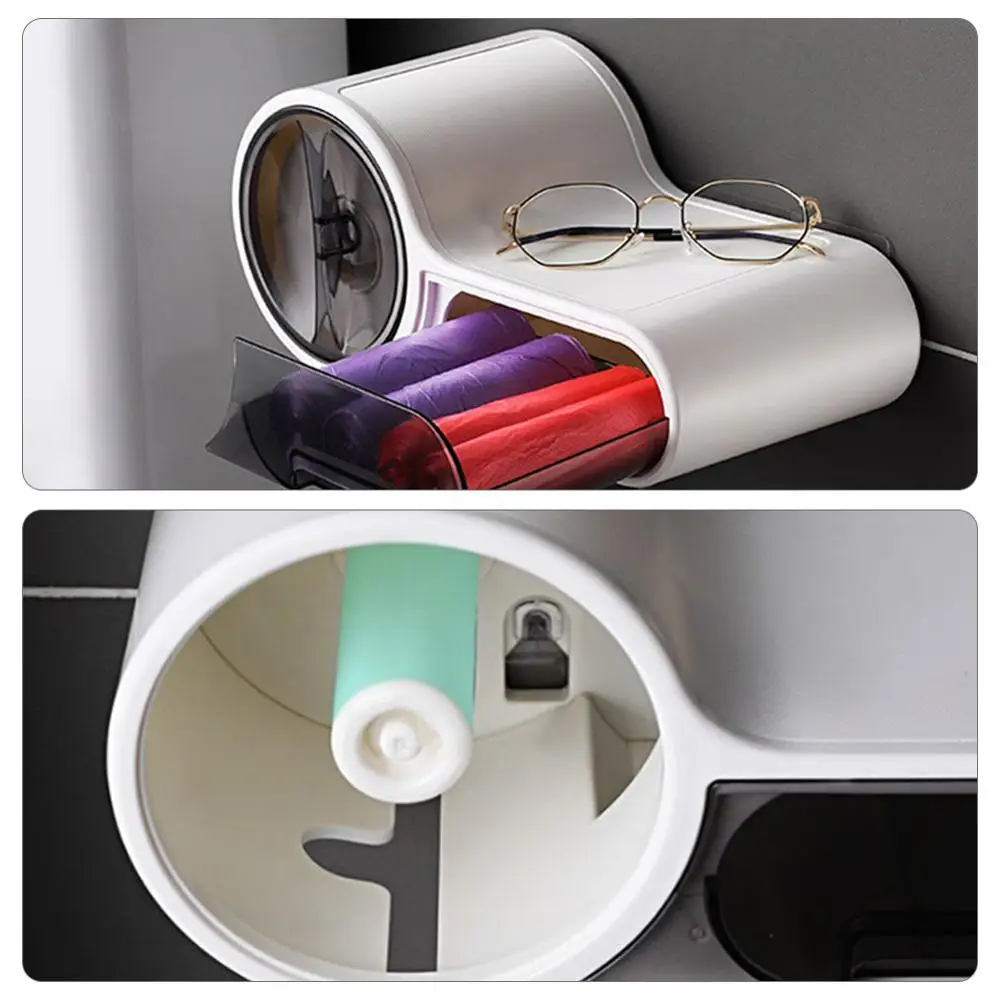 Multifunctional Toilet Paper Holder Rack Waterproof Wall-Mounted Toilet Tissue Box Roll Paper Storage Bathroom Accessories