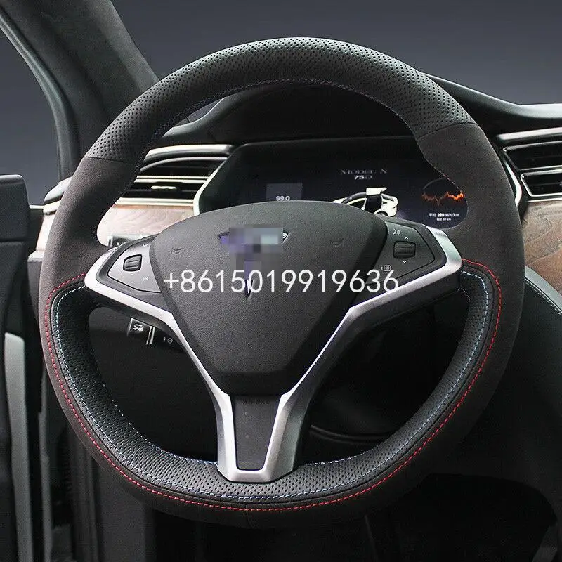 

Чехол для рулевого колеса Tesla model X Model S, самодельный чехол для салона автомобиля с ручной строчкой