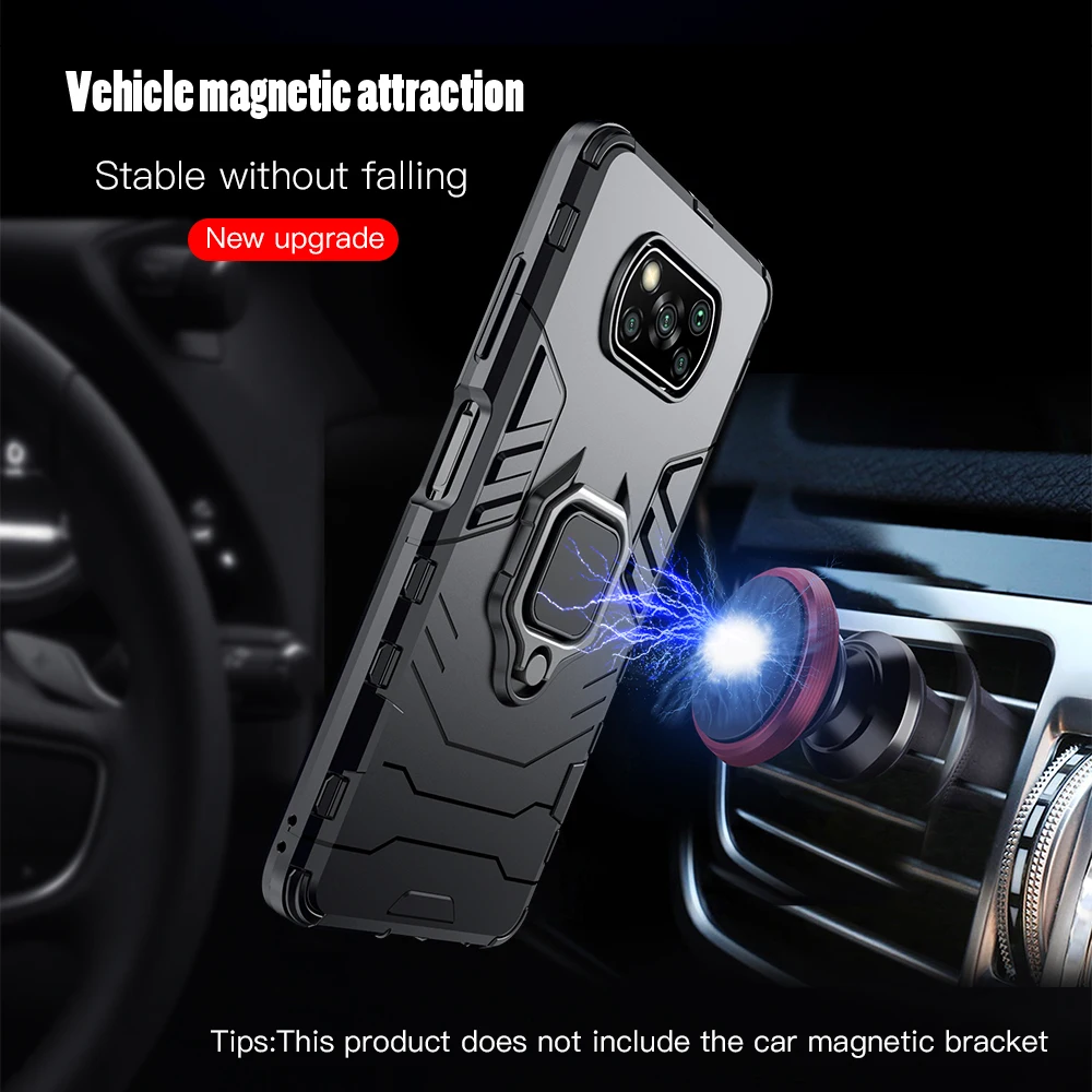 KEYSION Shockproof Case for Xiaomi POCO X4 GT F4 NFC M3 M4 Pro 5G F2 Ring Stand Phone Back Cover for Xiaomi Poco X3 Pro F3 F1