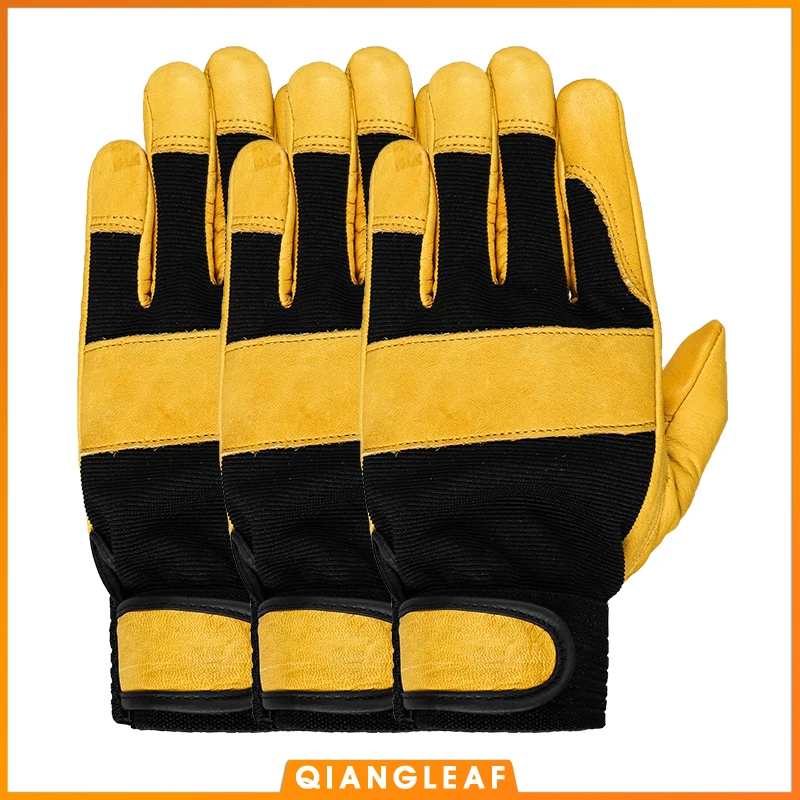 

QIANGLEAF 3PCS Mechanical Work Gloves Flex Extra Grip Unisex Working Riding Safety Protective Garden Sports Glove 3031