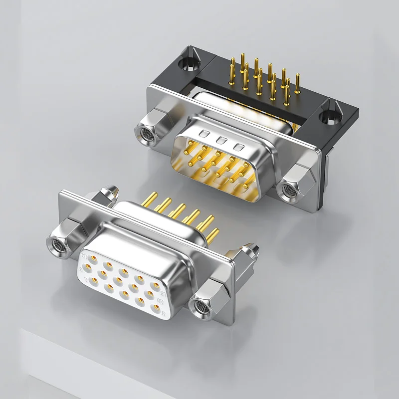 VGA plug 3 row 15 needle 90 degree bend HDR15 solder board business master 15P interface circuit board DB15 needle connector