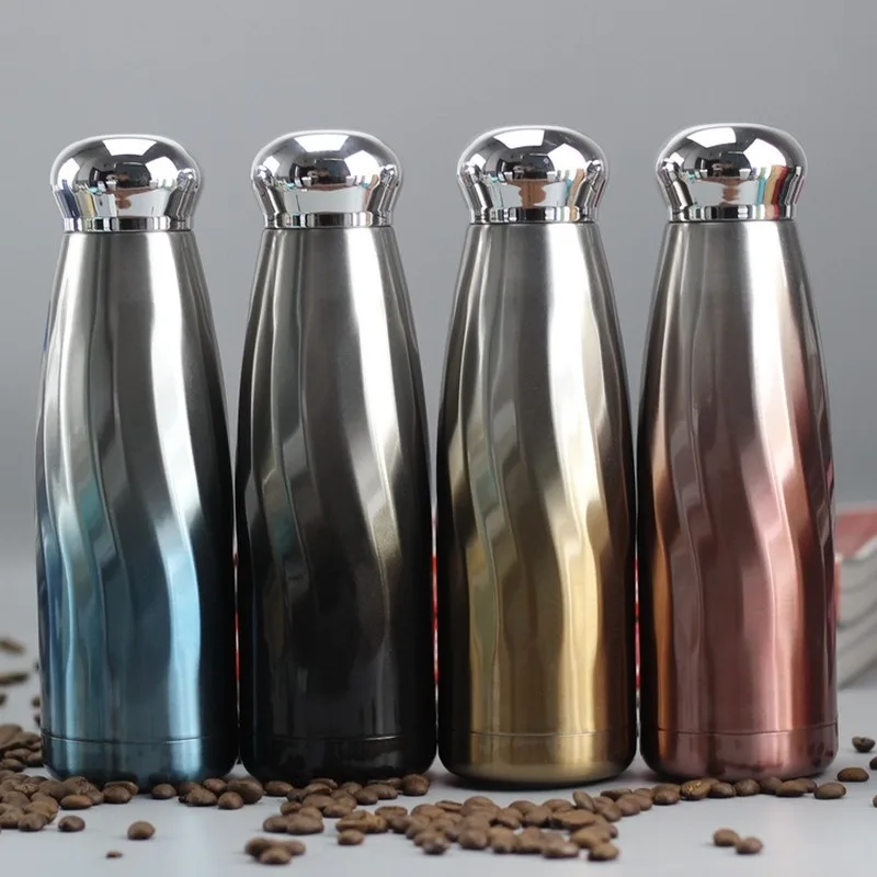 

Stainless Steel Thermos Vacuum Flask Bottle 400ml Coffee Milk Cup Lovers Gradient Color Outdoor Travel Sport Hot Water Bottles