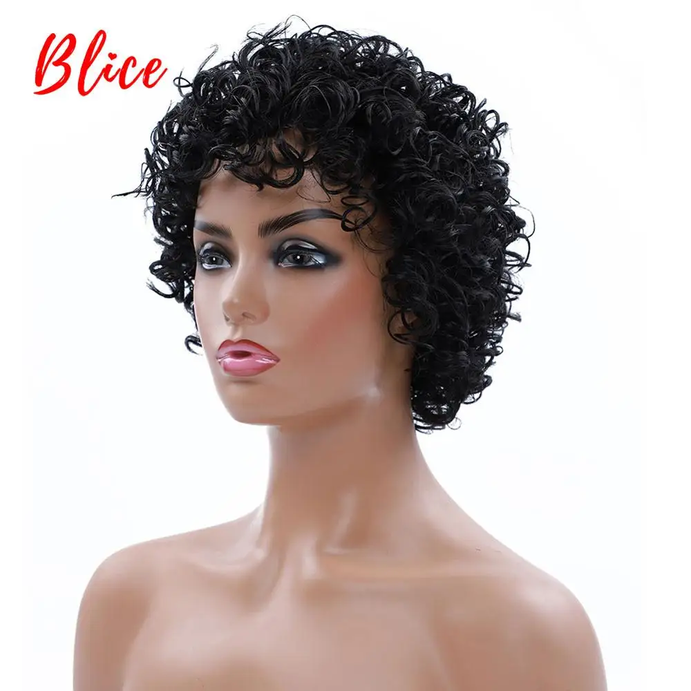 Blice 6 Inch Short Curly  Synthetic Wigs Heat Resistant For Women 100% Kanekalon Daily Party American African Wig