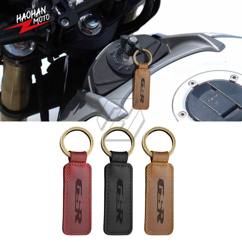 For Suzuki GSR GSR125 GSR250 GSR400 GSR600 GSR750 Models Motorcycle Keychain Cowhide Crazy Horse Skin Key Ring