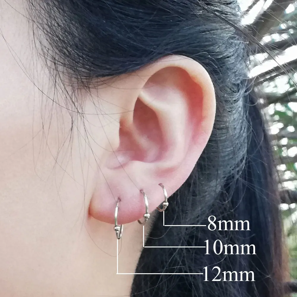6 pcs/set Small Stainless Steel Hoop Earrings for Women Rings Ball Black Cartilage Circle Hoops tragus piercing Helix Eearring