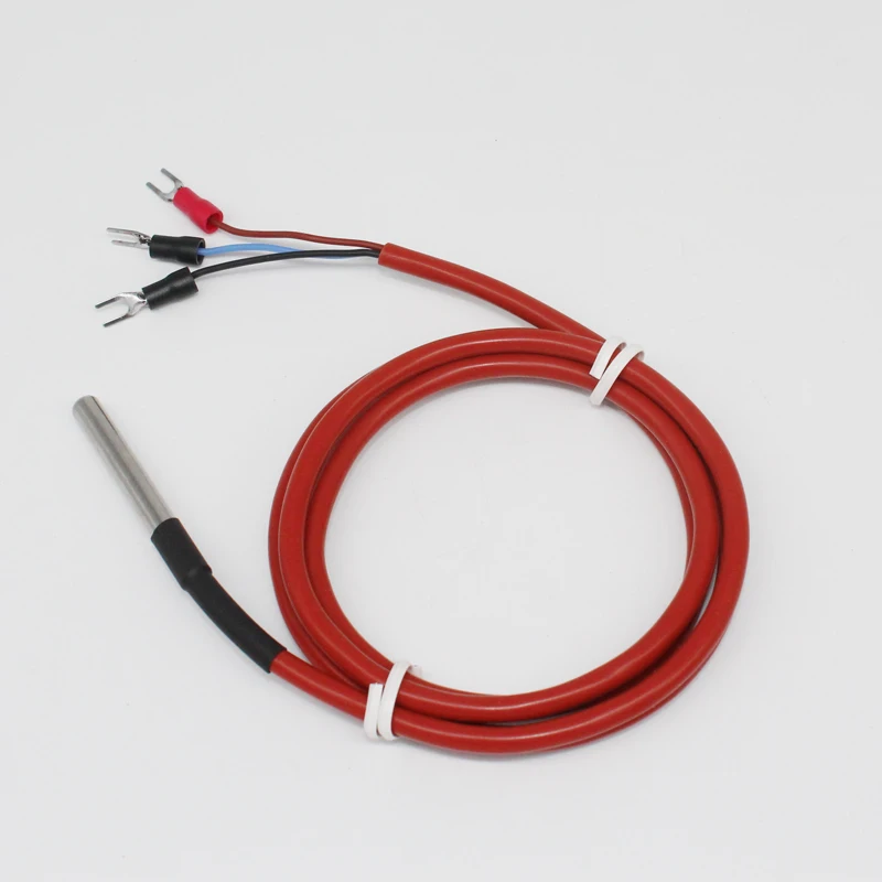 -50~300\'C PT100 temperature sensor 2 wire type / 3 wire type 6*50mm Thermocouple Thermal resistance with silicone cable