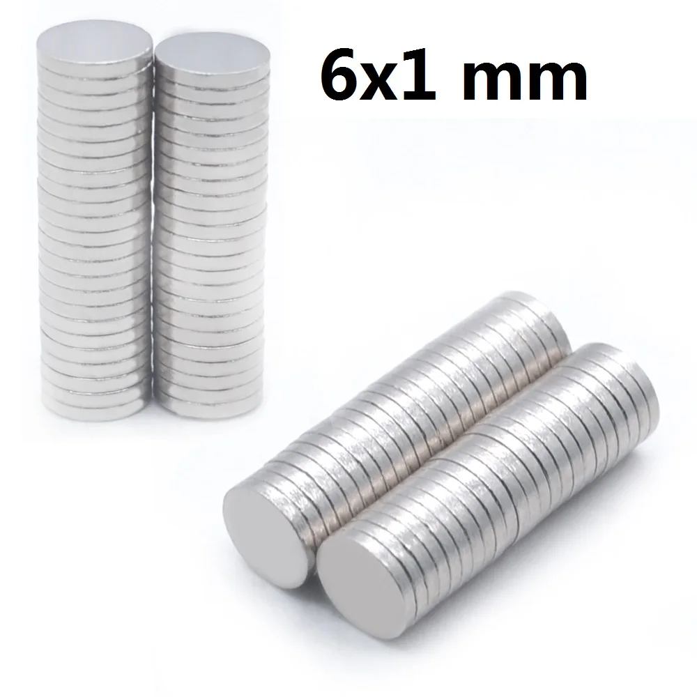 50/100/200/500/1000 Pcs 6x1 Round NdFeB Neodymium Magnet N35 Super Powerful Small imanes Permanent Magnetic Disc